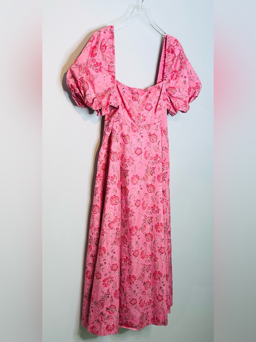 Hill House Matilda Pink Pimlico Floral Ikat Dress with Puff Sleeves NWT - Picture 6 of 15